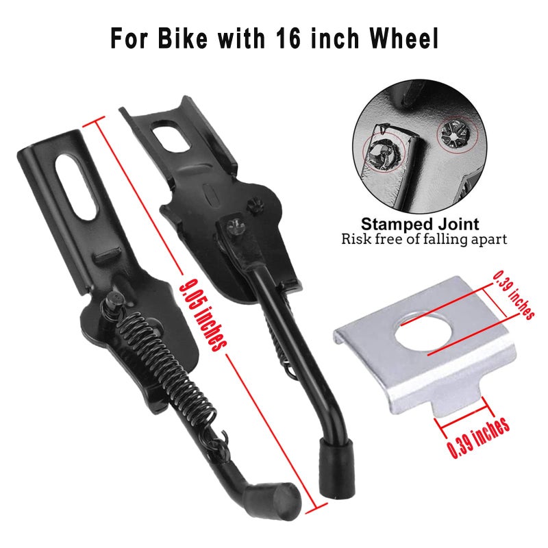 SEISSO Bike Kickstand for Kids Bike 16 inch Wheel, Universal Rear Side Bicycle Kick Stand for 16" Wheel, Premium Steel with Pad, Replacement Child Kickstand - Image 5